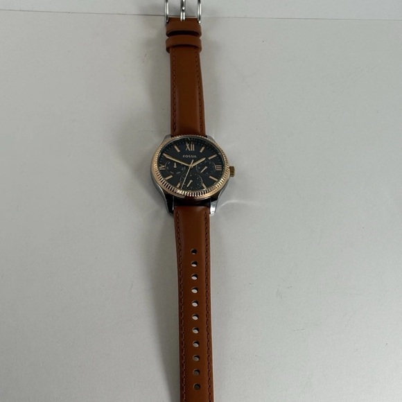 FOSSIL RYE MULTIFUNCTION Watch Blue Dial Leather Band Women's BQ3765 - Picture 15 of 16